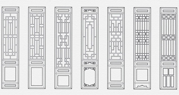 和林格尔常用中式仿古花窗图案隔断设计图